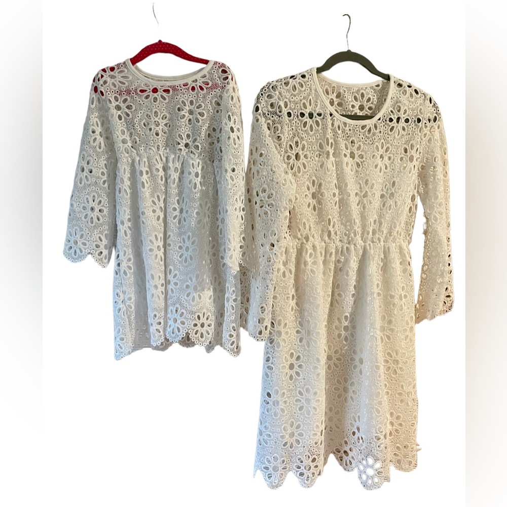 Mommy & Me Cream Lace Dresses - Elegant Floral Eyelet